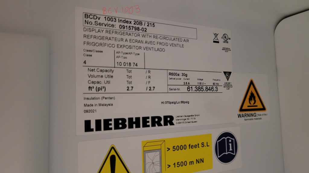 Liebherr BCV 1103 Countertop Refrigerator Merchandiser