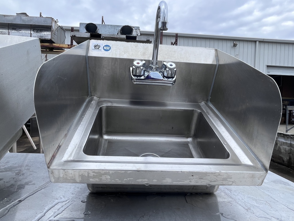 Johnson Rose  13 x 15 hand sink with faucets and side splashes